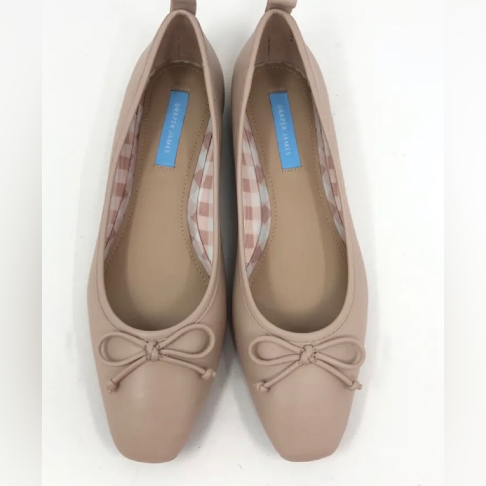 Draper James Taylor Leather Beige Ballet Pink Flats Size 7 New